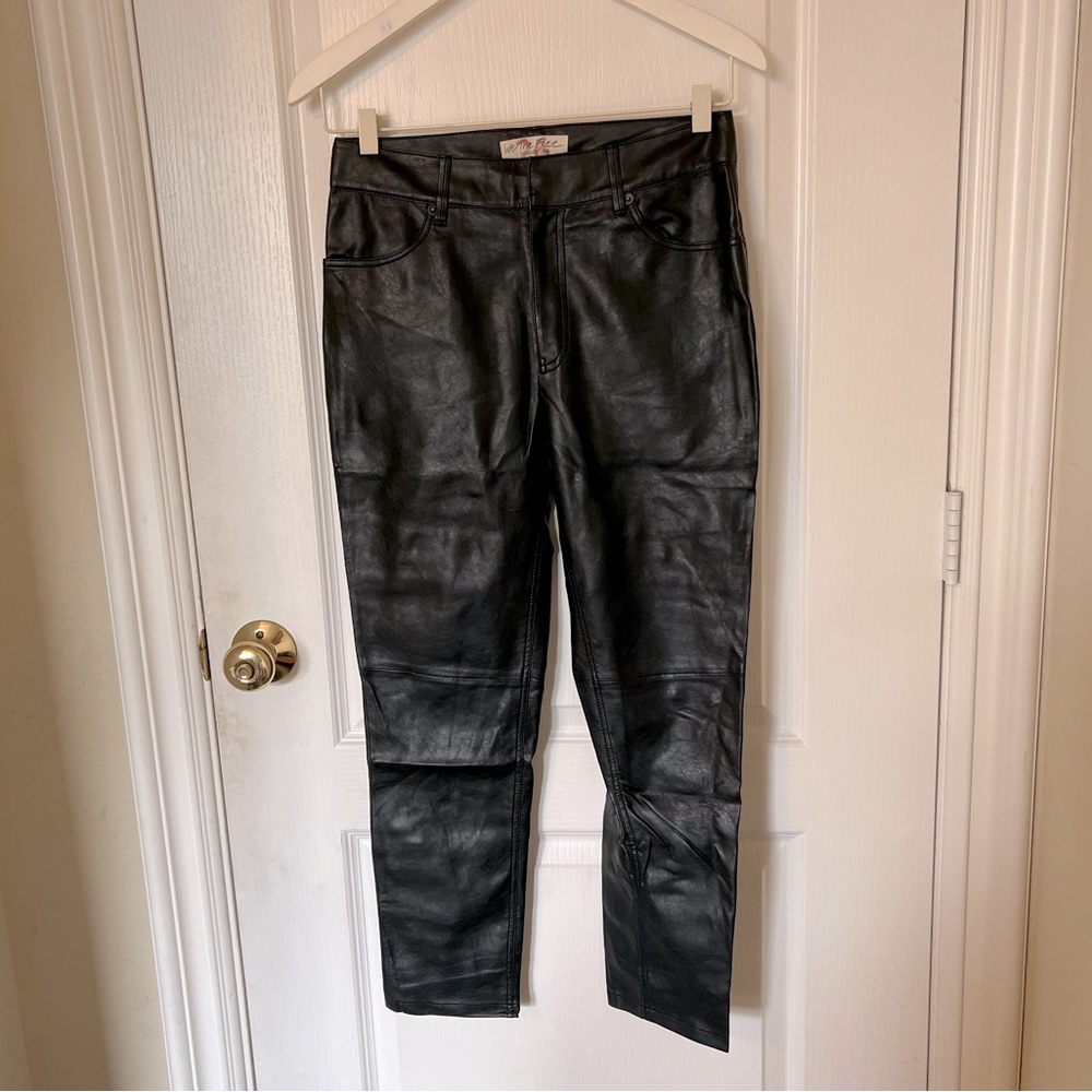 Free People We The Free Black Vegan Leather Skinny Pants Sz 26